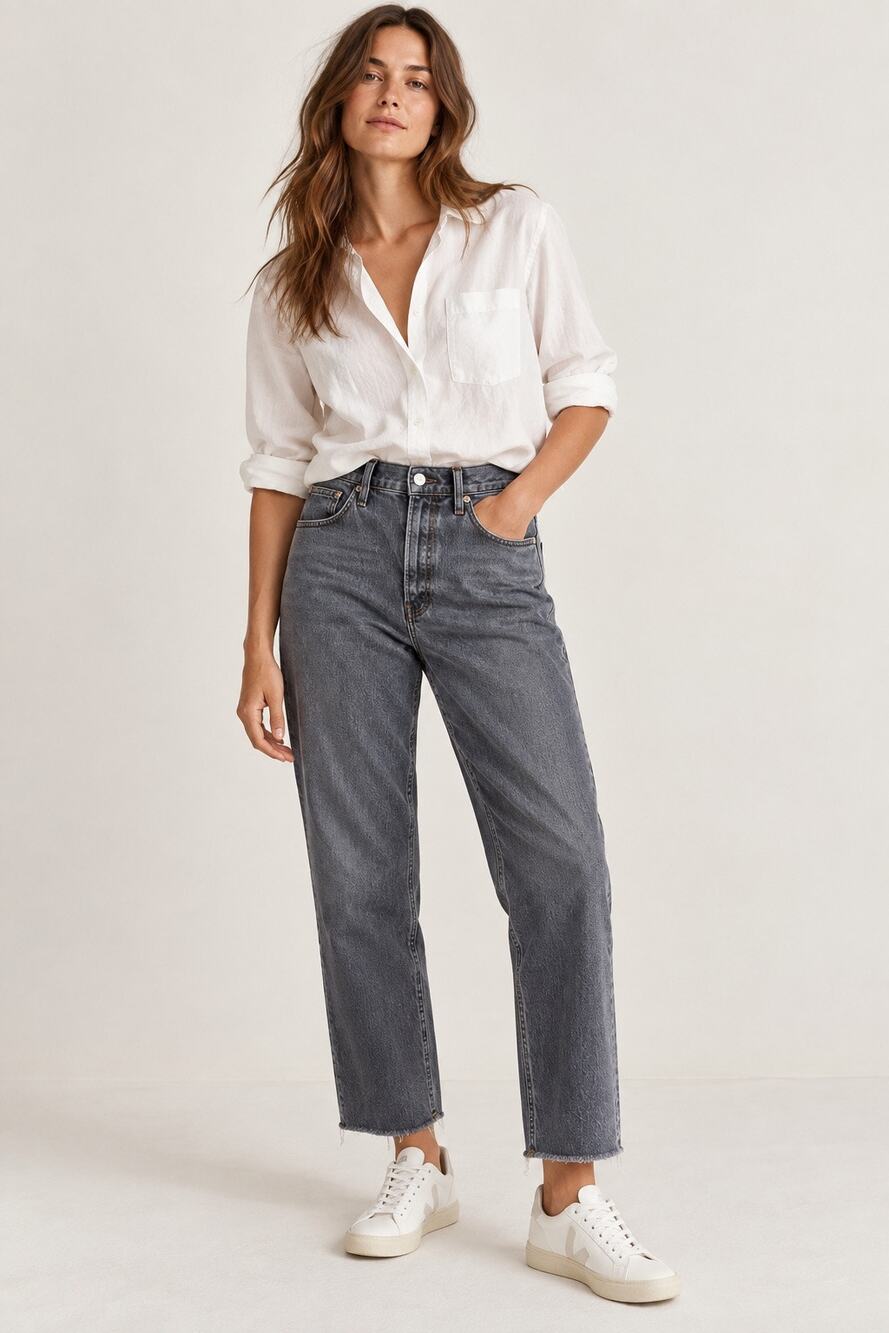 Madewell Perfect Vintage Straight Jeans – Lunar Wash | High Rise Raw Hem
